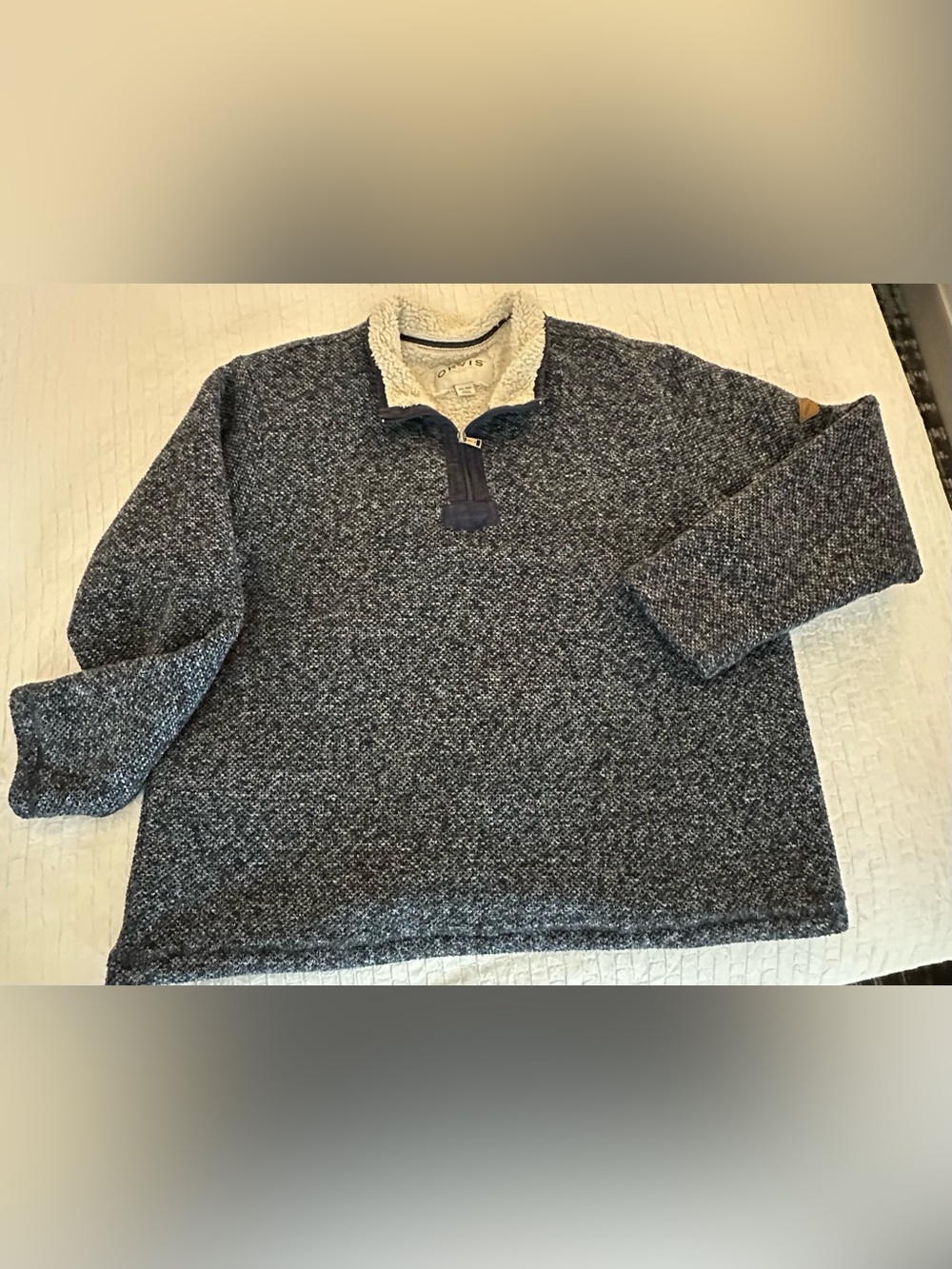 Orvis Men's Navy Heather Sherpa-Lined Zip Pullover